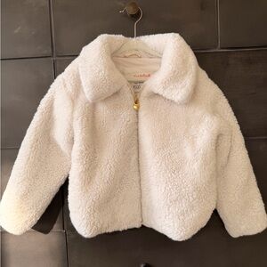 Cat & Jack White and gold fuzzy teddy girl’s jacket